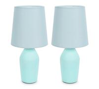 ValueLights | Set of 2 - Duck Egg Blue Ceramic Base Table Lamp with Tapered Fabric Lampshade Bedroom Bedside Light | Table Lamps & Home Improvements Essential