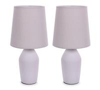 ValueLights | Set of 2 - Lilac Ceramic Base Table Lamp with Tapered Fabric Lampshade Bedroom Bedside Light - LED Bulbs Included | Table Lamps & Home Improvements Essential