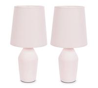 ValueLights | Set of 2 - Rose Pink Ceramic Base Table Lamp with Tapered Fabric Lampshade Bedroom Bedside Light | Table Lamps & Home Improvements Essential