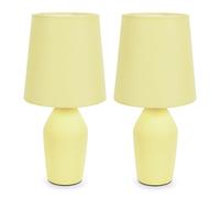 ValueLights | Set of 2 - Sunshine Yellow Ceramic Base Table Lamp with Tapered Fabric Lampshade Bedroom Bedside Light | Table Lamps & Home Improvements Essential