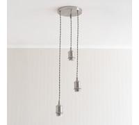 Valuelights Shaw Cluster Drop 3 Way Brushed Chrome Adjustable Pendant Ceiling Light
