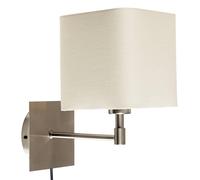 MiniSun | Modern Cream Polycotton Square Design Wall Light | Reading Lights, Home Décor & Improvement Essential | Mains Wired