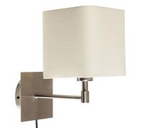 MiniSun | Modern Cream Polycotton Square Design Wall Light | Reading Lights, Home Décor & Improvement Essential | Mains Wired