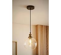 Valuelights Sheridan Industrial Glass Bowl Gold Trim Black Ceiling Pendant Light Black