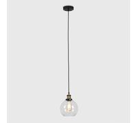 MiniSun | Modern Black and Gold Ceiling Pendant and Clear Glass Globe Light Fitting | Pendant Lights, Home Décor & Improvement Essential