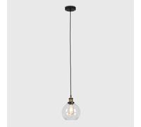 ValueLights Sheridan Industrial Glass Bowl Gold Trim Black Ceiling Pendant Light & LED Bulb ValueLights Black