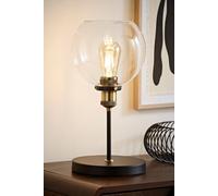 MiniSun | Industrial Steampunk Style Black and Gold Table Lamp with a Clear Glass Globe Shade | Table Lamps, Home Décor & Improvement Essential