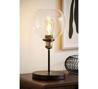MiniSun | Industrial Steampunk Style Black and Gold Table Lamp with a Clear Glass Globe Shade | Table Lamps, Home Décor & Improvement Essential