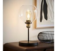 Valuelights Sheridan Industrial Style Black And Gold Table Lamp With Clear Glass Globe Shade