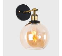 Valuelights Sheridan Pair Of Industrial Amber Glass Bowl Gold Trim Black Wall Lights In Orange Orange One Size