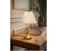 MiniSun | Antique Brass Touch Table Lamp with a Pleated Cream Shade | Table Lamps, Home Décor & Improvement Essential