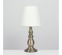 Valuelights Sierra Pair Of Vintage Traditional Antique Brassed Touch Table Lamps With Cream Shade
