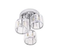 ValueLights | Silver Chrome 3 Way Drop Ceiling Light Fitting with Clear Glass Textured Shades | Pendant Lights, Home Décor & Improvement Essential | Includes Bulb