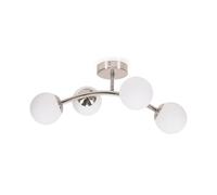 Jas 4 Way Ceiling Light with Opal White Frosted Glass Globe Shades and LED Bulbs ValueLights Silver One Size