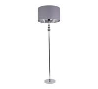 ValueLights | Silver Chrome Stacked Ball Single Stem Standing Floor Lamp with Grey/Chrome Shade | Floor Lamps & Torchieres, Home Décor & Improvement Essential | Includes Bulb