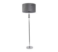 Marissa Velvet Drum Shade with Chrome Stacked Ball Floor Lamp ValueLights Grey One Size