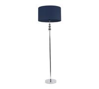 ValueLights | Silver Chrome Stacked Ball Single Stem Standing Floor Lamp with Navy Blue Drum Shade | Floor Lamps & Torchieres, Home Décor & Improvement Essential | Includes Bulb