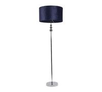 ValueLights | Silver Chrome Stacked Ball Single Stem Standing Floor Lamp with Navy Blue Velvet Shade | Floor Lamps & Torchieres, Home Décor & Improvement Essential | Includes Bulb