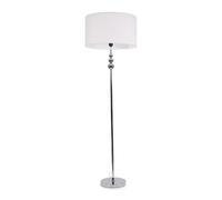 ValueLights | Silver Chrome Stacked Ball Single Stem Standing Floor Lamp with White Drum Shade | Floor Lamps & Torchieres, Home Décor & Improvement Essential | Includes Bulb