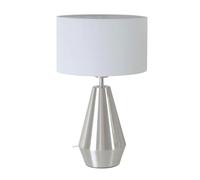 ValueLights | Silver Metal Touch Dimmer Table Lamp with Grey Drum Shade | Home Décor, Bedside & Desk Lamp | Includes Bulb