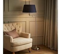Valuelights Sinatra Adjustable Swing Arm Floor Lamp In Brushed Chrome Finish With Blue Light Shade