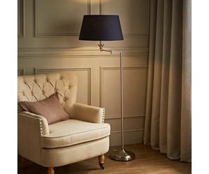 Valuelights Sinatra Adjustable Swing Arm Floor Lamp In Brushed Chrome Finish With Blue Light Shade