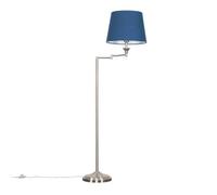 Valuelights Sinatra Adjustable Swing Arm Floor Lamp In Brushed Chrome Finish With Blue Tapered Light Shade With Led Gls Bulb