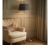 Valuelights Sinatra Adjustable Swing Arm Floor Lamp In Brushed Chrome Finish With Grey Light Shade