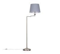 Valuelights Sinatra Adjustable Swing Arm Floor Lamp In Brushed Chrome Finish With Grey Tapered Light Shade With Led Gls Bulb
