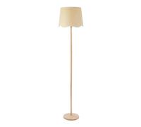 Triston Natural Light Wood Floor Lamp with Scallop Trim Tapered Shade & LED Bulb ValueLights White One Size