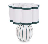 Rohan Teal Stripe Ceramic Sphere Table Lamp with Teal Trim Shade and LED Bulb ValueLights Green One Size