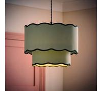 Valuelights Sloane 2 Tier Green Colour Clash Scallop Ceiling Lamp Shade And Bulb