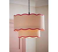 Valuelights Sloane Two Tier Pink Colour Clash Scalloped Ceiling Light Shade Pink