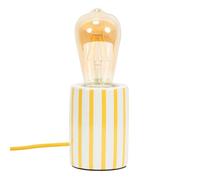 ValueLights | Small Ceramic Bedside Table Lamp White & Yellow Candy Stripe Design Bedroom Light | Home Décor, Bedside & Desk Lamp | Includes Bulb