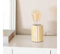 Small Ceramic Bedside Table Lamp White & Yellow Candy Stripe ValueLights Yellow One Size