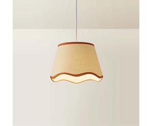 ValueLights | Small Easy Fit Natural Scallop Light Shade with Rust Trim Bedroom Hallway Lampshade | Shades, Home Décor & Improvement Essential | 250mm Shade Width