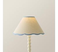 ValueLights | Small Natural Linen Tapered Light Shade with Blue Scallop Trim for Table Lamp | Lamp Shades, Home Décor & Improvement Essential | Includes Bulb | 27cm Shade Width
