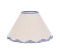 ValueLights | Small Natural Linen Tapered Light Shade with Blue Scallop Trim for Table Lamp | Lamp Shades, Home Décor & Improvement Essential | 270mm Shade Width