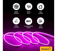ValueLights RGBIC Smart Rope Light, Smart WiFi App Control, Music Sync Colour Changing LED Lights for Living Room, Alexa and Google Compatible, Gaming Neon Strip Lights for Bedroom - 3M