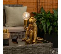 Valuelights Solar Powered Gold Monkey Garden Ornament Table Lamp Gold