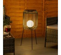 Valuelights Solar Powered Outdoor Black Squat Tripod Floor Lamp With Globe Bulb