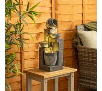 Solar Powered Outdoor Cascading Water Feature Fountain Light ValueLights Grey One Size
