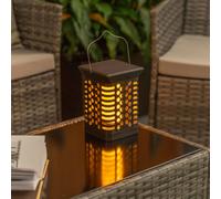 Valuelights Solar Powered Outdoor Garden Rechargeable Multi Function Black Lantern Spike Light With Flame Effect