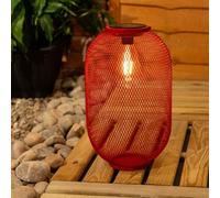 Valuelights Solar Powered Outdoor Red Metal Mesh Basket Garden Lantern Light