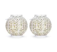 MiniSun | Solar Powered White Sphere Hanging Lanterns | Lanterns, Home Décor & Improvement Essential | Set of 2
