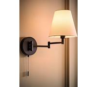 ValueLights Sonia Adjustable Swing Arm Wall Light with Taper Linen Shade & Bulb in Black ValueLights Black