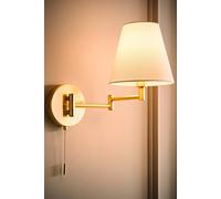 ValueLights Sonia Adjustable Swing Arm Wall Light with Taper Linen Shade & Bulb in Gold ValueLights Gold