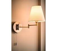 ValueLights Sonia Adjustable Swing Arm Wall Light with Taper Linen Shade & Bulb in Silver ValueLights Silver