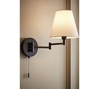 ValueLights Sonia Adjustable Swing Arm Wall Light with Tapered Linen Lamp Shade in Black ValueLights Black