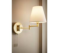 ValueLights Sonia Adjustable Swing Arm Wall Light with Tapered Linen Lamp Shade in Gold ValueLights Gold